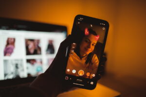 phone showing social media camera filters